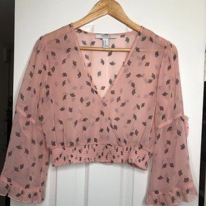 Soft Pink Sheer Cropped Blouse